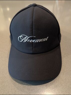 lululemon athletica Black Cap with Custom "Movement" White Embroidered